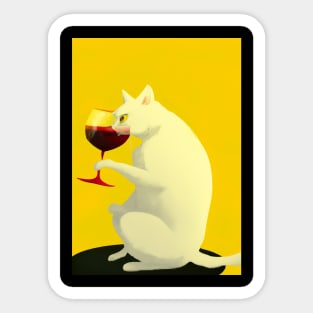 Cat with Wine Sticker